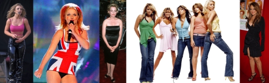Britney Spears à ses débuts, Geri la "Ginger Spice", Michelle Williams en girl next door dans "Dawson's Creek", les Girls Aloud et Lindsay Lohan période "Mean Girls": un idéal un peu différent par rapport à aujourd'hui.